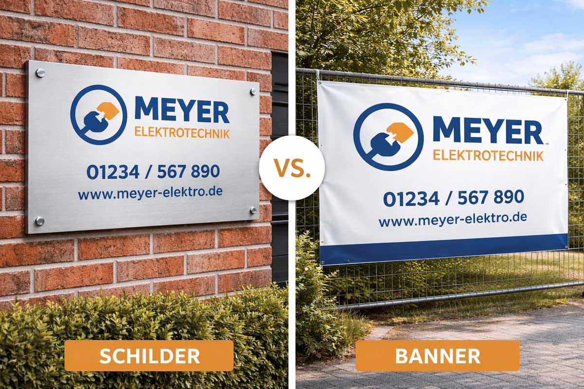 Schilder vs Banner – Vergleich von festen Schildern und flexiblen Werbebannern
